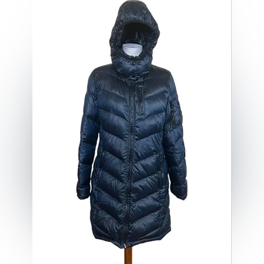Andrew Marc Blue Goose Down Puffer Coat Size Small
